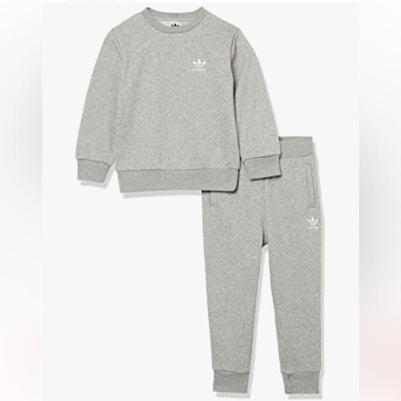 Adidas Kids Light Gray crew Sweatsuit unisex  gender neutral size 5 - Picture 1 of 11